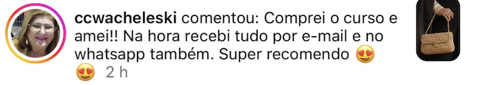 Comentário de aluna no Instagram 5